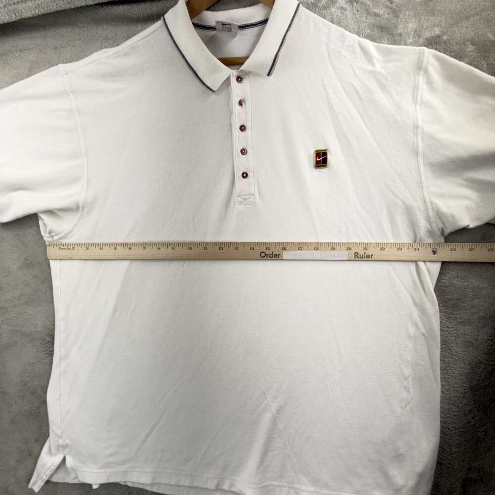 Vintage Nike Polo Shirt Mens XL White Patch Swoosh Tennis Court Golf 90s Y2K - Picture 9 of 15